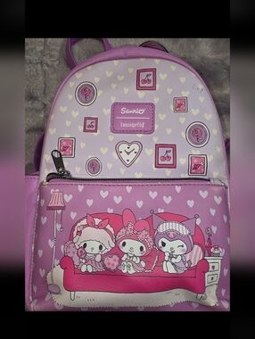 Sanrio x Loungefly Hello Kitty My Melody & Friends Pink Mini Backpack Purse Bag